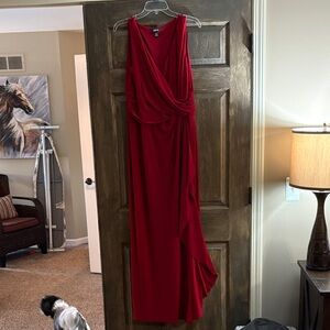 Chaps Vibrant Red V-Neck Dress